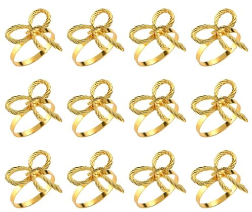 12 styck Serviettringar, Serviettring med Metallspänne, Serviettring för Bordsdekorationer för Valentinsdag, Bröllop, Födelsedag, Middag, Fest