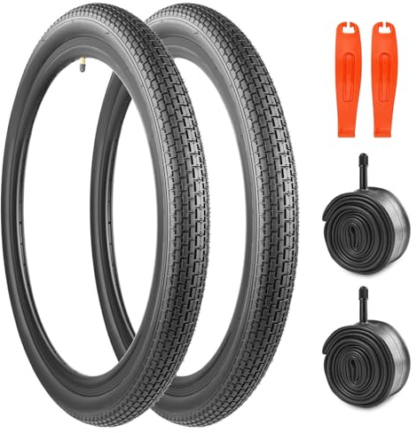 MEGHNA 2 Set Fahrradreifen-24x2.35 Zoll Fahrradreifen & Schlauch &Reifenheber Premium Alltag & MTB Reifen für 24Zoll Balance-Bike, BMX, Mountainbike, Cruiser