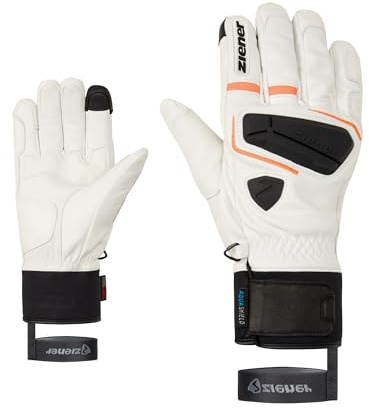 Ziener Guanti da sci GALF-Z da uomo/sport invernali | Primaloft, pelle, touch, bianco, 8,5