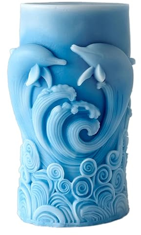 Ocean Animal Cylinder Candle & Resin Mold - Resin Casting Silicone Molds for Home Decor & Candle Making Wave Spiral Mold