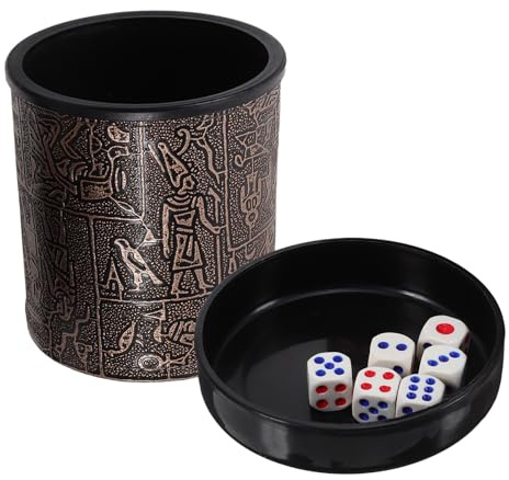 HOMSFOU Cubilete de Dados de Plástico Abs con Base, Diseño Egipcio Clásico, Tamaño Estándar, Taza Agitadora para Juegos de Mesa, Suministros para Fiestas y Ktv, Vaso de Dados Resistente