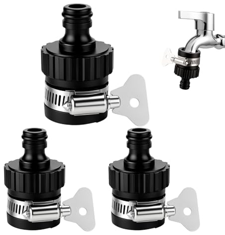 Zocipro Adaptador de Manguera Universal 3 Piezas – Conector de Jardín con Abrazadera de Metal y Empalme Seguro, Compatible con Grifos de 15-21 mm, Conexión Rápida y Sin Fugas