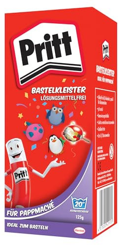 Pritt colle de bricolage papier mâché, 125 g de poudre, sans danger pour les enfants, lavable à l'eau chaude, sans conservateurs ni solvants, 9H 1888145