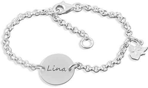 ID Kinderarmband Silber Mädchen oder Junge Armband mit Engel zur Taufe mit Gravur Armkettchen für Baby und Kinder Silberarmband Patenkind Schutzengel | HANDMADE IN GERMANY