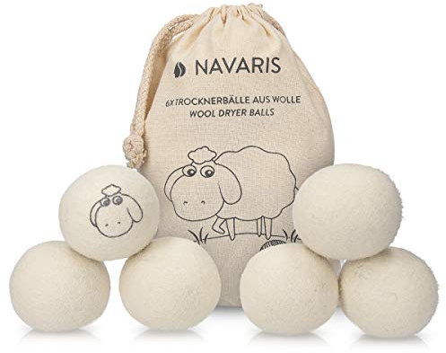 Navaris Bolas para Secadora y Lavadora de Lana - Pelotas para secar la Ropa sin Usar suavizante - Dryer Balls de Lana de Oveja Reutilizables