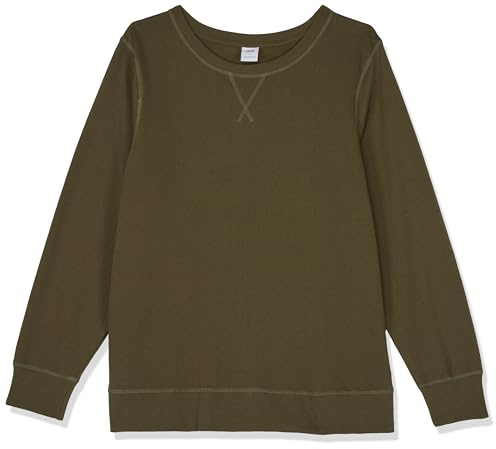 Amazon Essentials Felpa Girocollo da Donna in Pile di Spugna Francese (Disponibile in Taglie Forti), Verde Oliva, XL