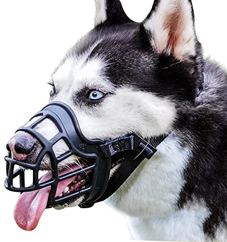 BARKLESS Dog Muzzle, Basket Muzzle Anti Biting Chewing, Sturdy Lightweight Cage Mouth Cover for Small Medium Large Sized Dogs, Allows Panting Drinking, Suitable for Grooming Trimming Training