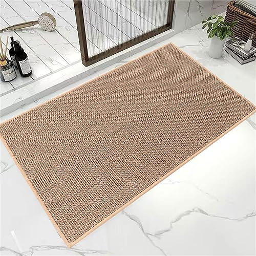 50*80 Leinen Küchenteppich, Jute Teppich Geflochten Natur , Schmutzabweisend Bodenmatte Für Bad,Rutschfest Küchenteppich,Badvorleger Rutschfest Waschbar,Küchenteppich Vor Der Spüle, Flurteppich