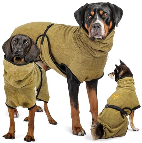 Rudelkönig Accappatoio per Cani in Cotone 100% - Cappotto per Cani Assorbente e Morbido - Adatto a Tutte le Taglie di Cani
