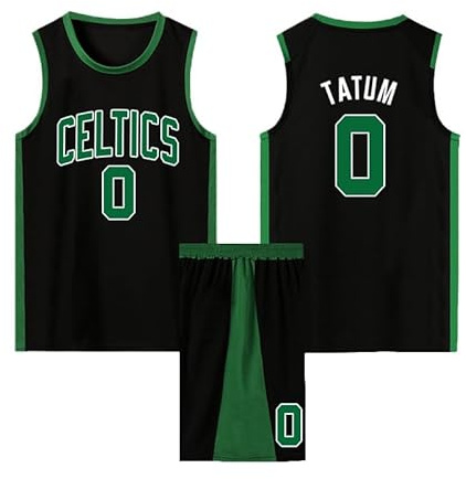 ABRTJCL 2 Pièces Maillot Basketball Enfant/Adulte 2024, Maillot et Pantalon Ensemble Pop Noir S