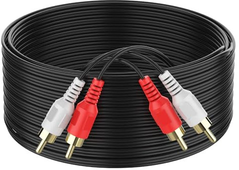 Abireiv RCA Cable 25ft,2RCA M/M Stereo Audio Cable [24K Gold Plated | Copper Core] 2RCA Male to 2RCA Male.for Home Theater, HDTV, Amplifiers, Hi-Fi Systems,Speakers