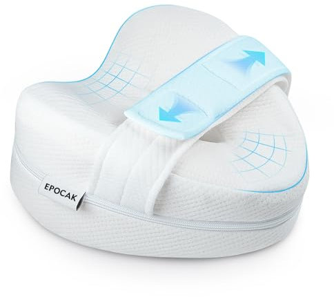 Epocak Orthopaedic Kniekissen für verstellbare Seitenschläfer mit 40 cm, 100% Memory-Schaum-Beinkissen für Seitenschlaf, Hüftkissen für Rücken, Hüfte, Knieschmerzen (weiß)