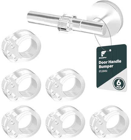 shinfly 6 Pezzi Fermaporta Maniglia, Ferma Porta in PVC Trasparente, Protezione Maniglia Porta ad Alta Elasticità, Protezione di Pareti e Mobili, Ø18mm