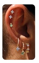 BodyBonita 6 Paar Ohrringe Damen 14 Karat Vergoldet Ohrringe Silber 925 Stecker FüR Verschiedene Piercings Hypoallergene Ohrstecker Mit