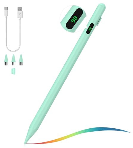 MoKo Lápiz para Pantalla Táctil, Lápiz Stylus para iOS/Android Dispositivos, Lápiz Óptico para iPad/iPhone/Samsung, Reposo Automático, Absorción Magnética, Indicación de Batería, Verde