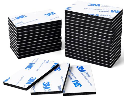 Feiyayi Double Sided Sticky Tape 3mm - 40 Pcs Heavy Duty Strong Adhesive Foam Pads for Mounting & Number Plates - Waterproof Black