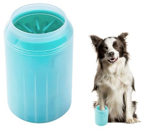 Pfotenreiniger für Hunde,Abnehmbaren Hundepfoten Reiniger,Tragbare Hundepfoten Reiniger,Hundepfoten Reiniger,Pfotenreiniger aus Silikon,Weichen Silikonborsten funktioniert,Grün,S