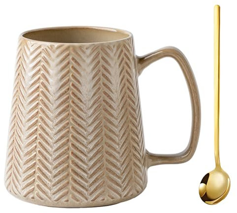 KOPYFANTAP Taza Grande de 700 ML, Tazas de Café Jumbo de Cerámica con Cuchara, Tazón Gigante de Porcelana con Mango