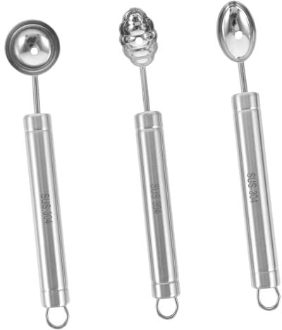MAGICLULU 3 Pezzi Attrezzo Per Anguria in Acciaio Inossidabile Scavino Per Melone e Cucchiaio Per Gelato Utensile Da Cucina Per Frutta e Palline Di Melone