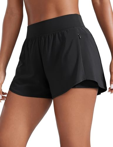CRZ YOGA Shorts Course Deux en Un Taille Haute 7cm Noir 38