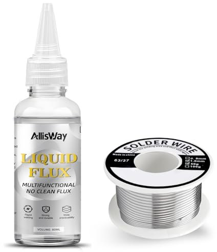 Allisway Flux Soudure Electronique, No-Clean Flux, Soudure Etain, Fil a Souder avec Noyau de Colophane, Convient pour L'acier Inoxydable, PCB et Composants de Précision, Réparation de Soudage, 80ml