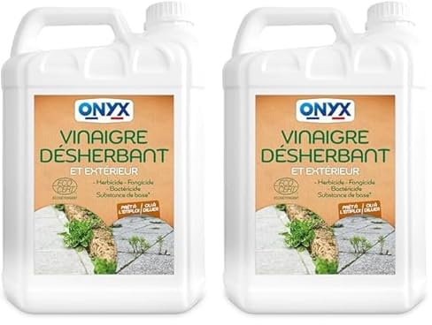 Onyx - Vinaigre Désherbant - Supprime les Mauvaises Herbes - Pour les terrasses, trottoirs et allées - ECOCERT - 100% d'Ingrédients d'Origine Naturelle - Fabrication Française - 5L (Lot de 2)