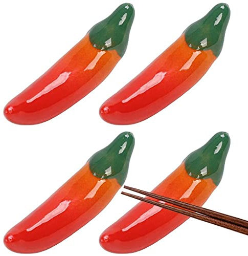 Lpitoy Baguettes À Piment en Céramique, 4 Pièces, Joli Support De Cuillère À Dîner, Support De Vaisselle en Forme De Légume pour Couteau Fourchette