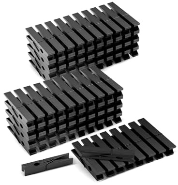 100 Pack Black Wooden Clothes Pins 2.9 Inch, Heavy-Duty Wood Clothespins