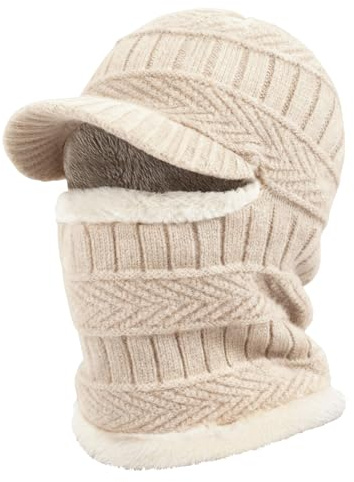 AYPOW Vinter stickad balaklava mössa hatt med flexibel halsvärmare, unisex vindtät varm skidansiktsmask för utomhussport