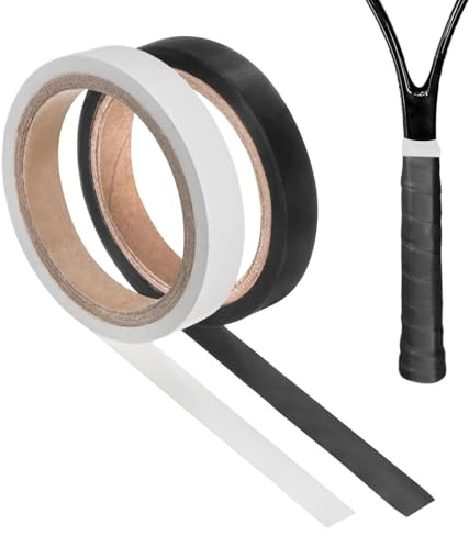M METERXITY 2-Pack Grip Finishing Tape PVC Racket Wrap Grip Racquet Finishing Tapes for Pickleball/Racquetball/Badminton/Squash/Baseball Bat Handle Black, White