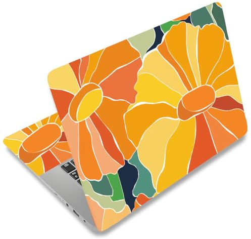 SUPERDANT Autocollant Fleurs en Blocs De Couleurs pour Ordinateur Portable Décoration Artistique PVC poussière Imperméable Taille Univers 12 13 13.3 14 15 15.4 15.6 Pouces