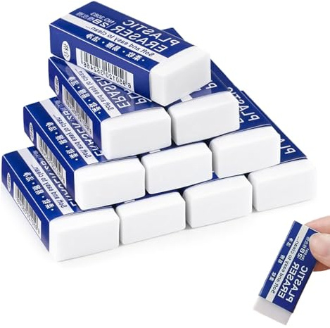 10 Pcs Rubbers Erasers,White School Rubbers for Kids Artists,Natural Rubber Eraser for Pencil No Smudge Supplies Set Mini Cube Block Multipack for Office Essential Secondary Functional Accessories