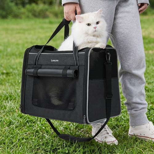 Lesure Foldable Cat Carrier for Travel, 43.5x29.5x34cm, Black