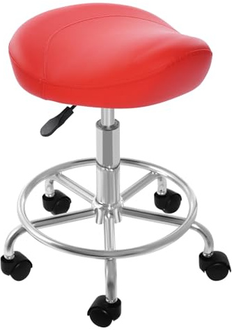 Kanbihao Sadelstol, snurrpall, justerbar höjd 360° vridbar ergonomisk barstol för frisörsalong, övningsstudio, 150 kg, lastbar för vuxna, hem, kontor, röd