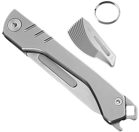 Multi Folding Pocket Box Opener Craft Tool, Multitool EDC Pocket Tool with 10 Replaceable, EDC Gadgets for Craft DIY Outdoor Camping Hiking Unpacking, Lightweight Portable Daily Use and Gift, Silver