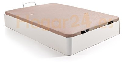 Hogar 24 Canapé Abatible Madera Gran Capacidad con Tapa 3D y Válvulas de Transpiración, con Esquineras en Madera Maciza, Color Blanco, 135X190cm