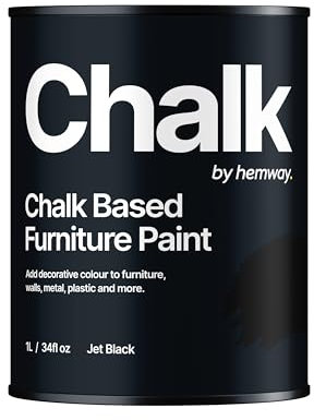 Hemway - Chalk Based Furniture Paint - Jet Black 1 L | Chalky Matt Shabby Chic Finish for Interior & Exterior Home Decor | Quick Dry & All-in-one