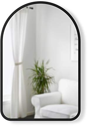 Umbra Hub Arched Wall Mirror with Rubber Frame, Modern Style for Bathroom, Entryway, Living Room and More, 24 x 36-Inch, Black