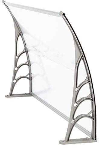 Auvent de Porte Aluminium Gris Auvent Marquise D'entrée Auvent de Porte D'entrée Résistante Toit Abri Contre La Pluie et UV Blanc et Gris Transparent 120 x 80 x 23 Gris