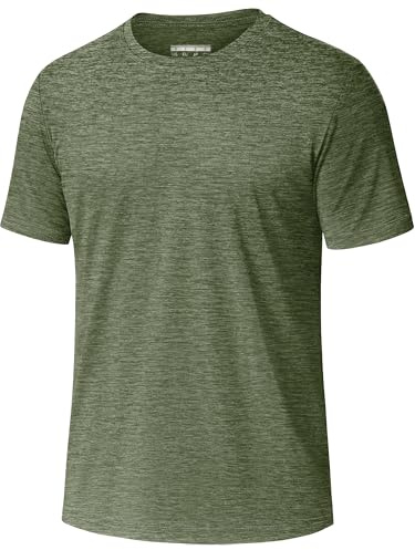 KEFITEVD Funktions Sportshirt Herren Atmungsaktiv Trainingsshirt Kurzarm Tshirt Sommer Leicht Stretch Unterhemd Dunkelgrün XL