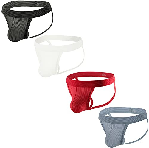 Sommarkod herr suspensoar bekväma män sport suspensoar underkläder för gym sport atletisk support, 4-pack Mix 1, M