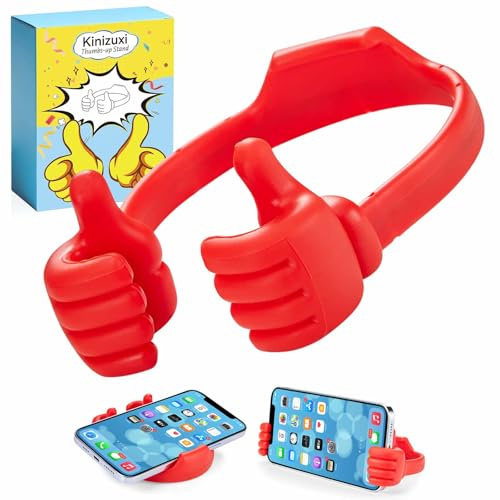 Cadeaux de Noël de Chaussette Support de Téléphone Portable Thumbs Up Lazy,Support de Téléphone Portable Universel pour Bureau,Support de Smartphone pour iPhone, iPad, Samsung et Plus (Rouge)