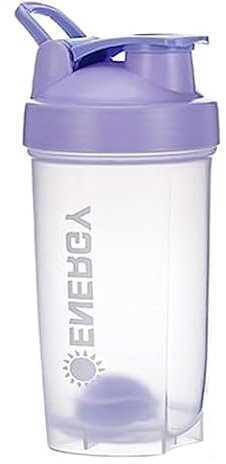 Yowlens Protein Shaker Bottle Sports Supplements Shakers With Mixer Ball, BPA Free Leak Proof Screw On Lid Workout Water Cup 500 ml（Purple）