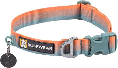 RUFFWEAR Front Range Collar, Medium Dog Collar with Aluminium V-Ring, Adjustable Length Pet Dog Collar, Comfortable Soft Fabric, Animal Collar with Dog Lead Attachment Ring, 36-51cm, Spring Fade