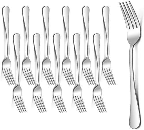 YIAGUN Dinner Fork, Stainless Steel 20.5cm Forks, Cake Forks, Table Forks,Dessert Forks, Easy to Clean, Dishwasher Safe（12 Pieces）