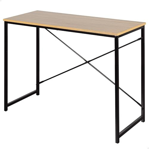 AKTIVE MAX Home Mesa Escritorio, 100 x 40 x 70 cm, Tablero Madera, Estructura Acero Negro, para Oficina y Estudio, Estilo Industrial, Resistente y Estable, Escritorios, Mesas Ordenador (18422)