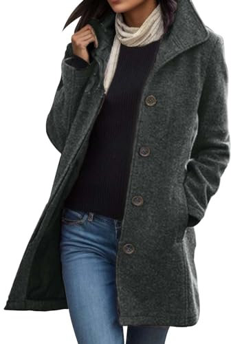 Damen Mantel Winter Lang - Kurzmantel, Herbstmantel, Wollmantel, Wintermantel, Wolljacke, Übergangsmantel