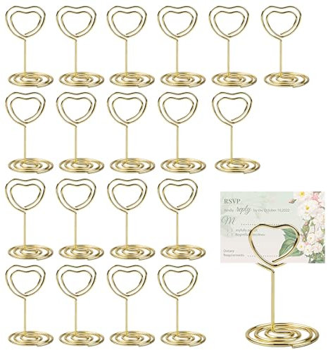 YqsIbth Table Number Holders, 20 PCS Place Card Holders, 2 Inch Mini Place Card Holders Table Number Stands Wedding Table Numbers Holder for Weddings Banquets Party(Gold)