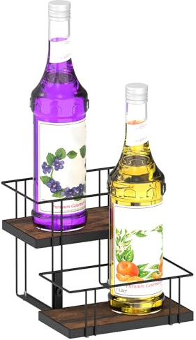 Alyoen Étagère de Rangement pour sirop de café, Support de sirop pour 4 Bouteilles de café, Petite étagère de Rangement de café, Organisateur de Station de café pour comptoir, vin, Liqueur