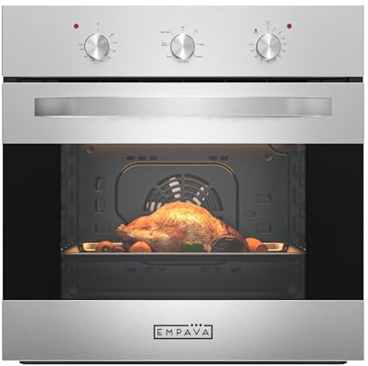 Empava Built-In Electric Single Wall Oven 24 inch with Convection and Rotisserie 6 Cooking Modes, Knob Control, Stainless Steel